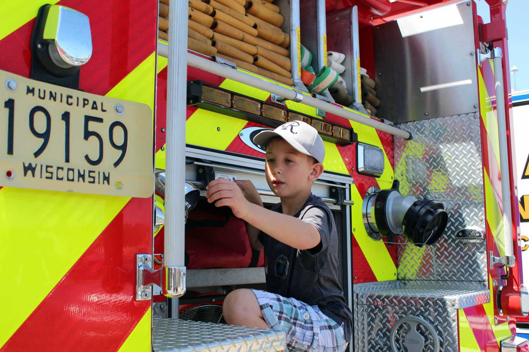 Dane looks at truck